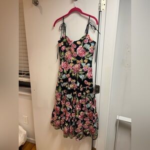 Dress the Population Black Floral Midi Dress